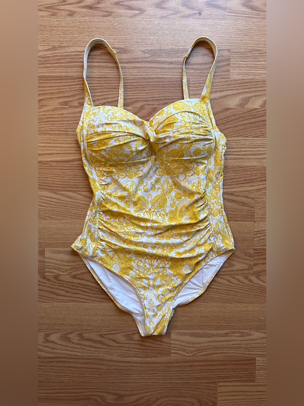 NWT Niptuck Swim Yellow Floral Multi Fit Cup One Piece Swimsuit Size 10
